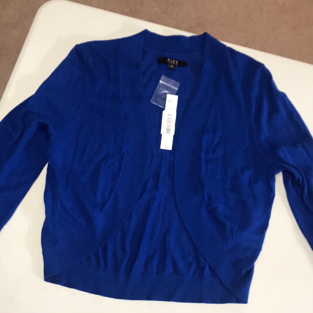 Alex Marie blue bolero 3/4 sleeve cardigan, new, size medium